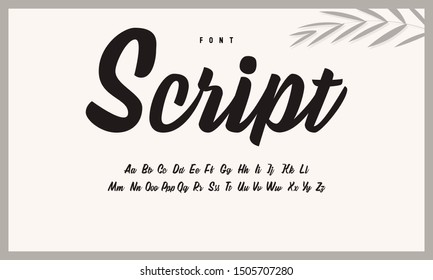 Handwritten calligraphic alphabet. Brush font, script.