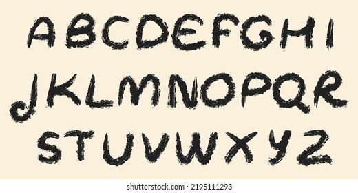 Handwritten calligraphic alphabet, spray-painted font. Large letters, vector font.