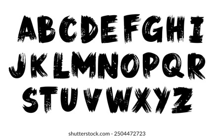 Handwritten calligraphic black brush alphabet