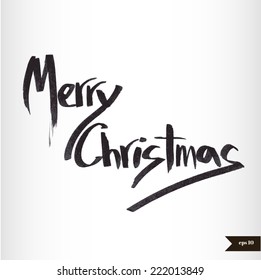 Handwritten calligraphic black watercolor Merry Christmas