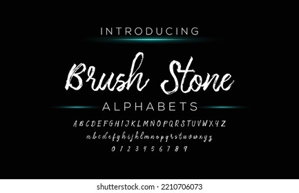 Handwritten calligraphic brush Font. English Alphabet letters whith Numbers