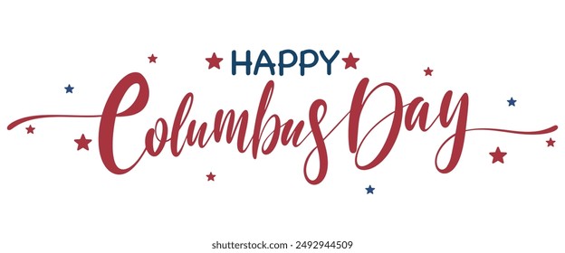 Escrito a mano Tipo de pincel caligráfico Composición de letras de Feliz Día de Colón sobre fondo blanco