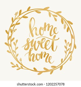 Handwritten calligraphic "home sweet home" sign - vector 