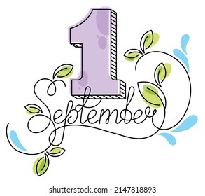 Handwritten calligraphic inscription. September first