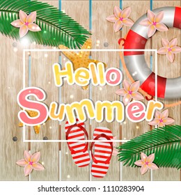 handwritten calligraphic lettering hello summer. vector illustration