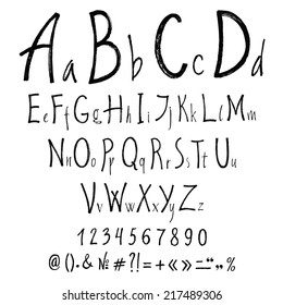 Handwritten calligraphic letters. Vector alphabet
