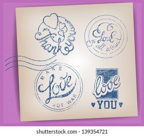 handwritten calligraphic Love Stamps set