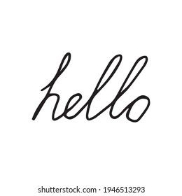 Handwritten calligraphic vector word “Hello”. Design element, lettering greeting, message, chatting, conversation, welcome message.