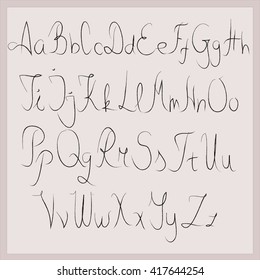 Handwritten calligraphy alphabet