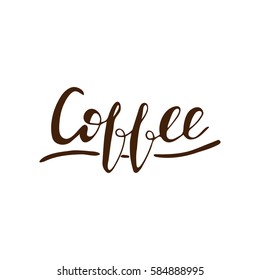 Handwritten calligraphy "Coffee". Vector illustration.