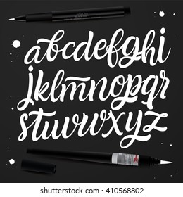 Handwritten calligraphy font. Type vector.