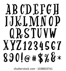 Handwritten calligraphy font. Vector alphabet. Hand drawn letters