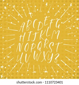 Handwritten calligraphy font. Vector alphabet. Hand drawn letters objects