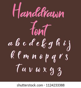 Handwritten calligraphy font. Vector alphabet. Hand drawn letters objects