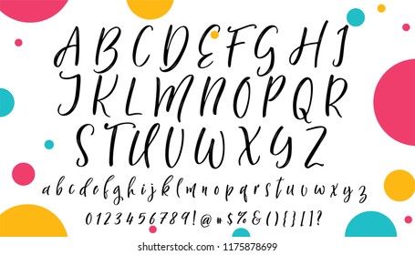 Handwritten calligraphy font. Vector alphabet. Hand drawn letters objects