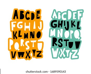 Handwritten calligraphy font. Vector alphabet. Hand drawn letters