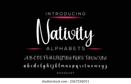  handwritten calligraphy font. Vector alphabet. Hand drawn letters