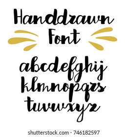 Handwritten calligraphy font. Vector alphabet. Hand drawn letters objects