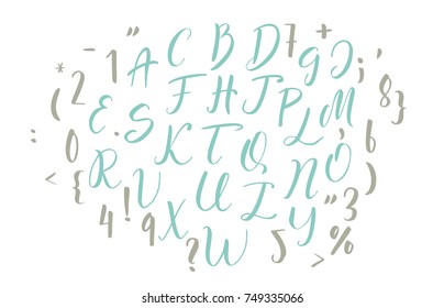 Handwritten calligraphy font. Vector alphabet. Hand drawn letters