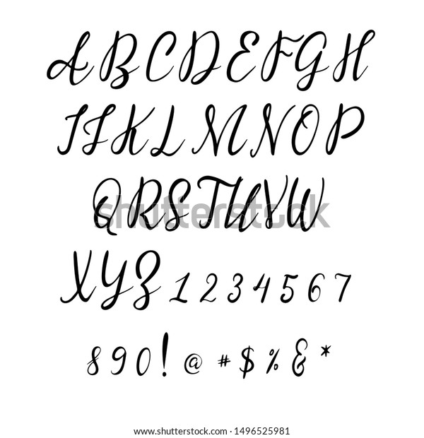 Handwritten Calligraphy Font Vector Alphabet Hand Stock Vector (Royalty ...