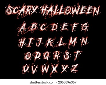 Handwritten calligraphy fonts letters abc alphabets halloween background