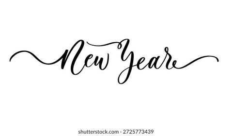 Caligrafía manuscrita Diseño de Vector de año Nuevo.