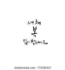 Handwritten calligraphy / New Year's Day greeting / Happy New Year - vector