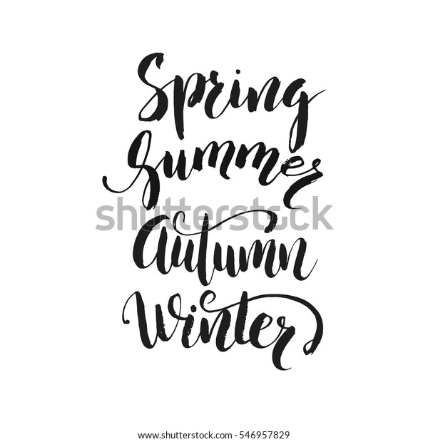 Handwritten calligraphy with phrase Winter,\
Spring, Summer,\
Autumn.