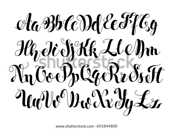 手書きの書跡の記号 白黒の文字 Abc文字モダンブラシ仕上げ ペイントされた英語のアルファベット 教育 ベクターイラストブラシスクリプト 明るい背景 のベクター画像素材 ロイヤリティフリー