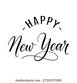 Texto de caligrafía manuscrita feliz año nuevo