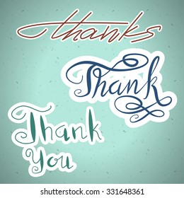 Handwritten calligraphy. Vector set of Thank You. Typography isolated text elements on blackboard. 