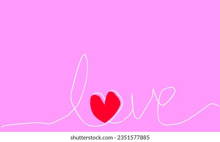 Handwritten calligraphy word "Love" isolated on pink background.