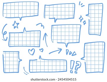 Handwritten callout set, background frame on graph paper