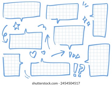 Handwritten callout set, background frame on graph paper
