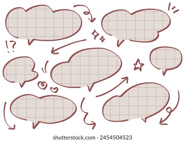 Handwritten callout set, background frame on graph paper