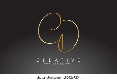 Handwritten CD C D Golden  Luxury Letters Logo with a minimalist design. Creative Stamp Vector Illustration with letters C and D. 