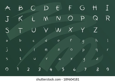 handwritten chalk ABC on a blackboard, vector illustration