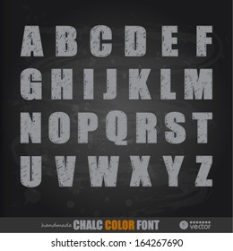 Handwritten chalk alphabet.  Vector Illustration. 