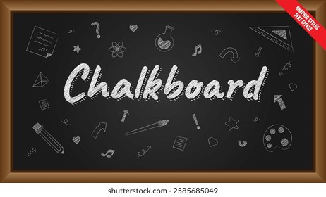 Handwritten Chalkboard Text Effect and School Design Elements. Authentic Chalk Style Typography for Educational and Creative Projects.