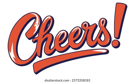 Handwritten cheers . white background red drawing