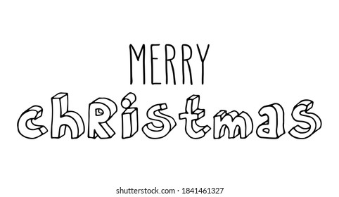 Handwritten Christmas greetings, modern festive calligraphy lettering for postcards. Black isolated over white. Holiday season design, vector illustration.