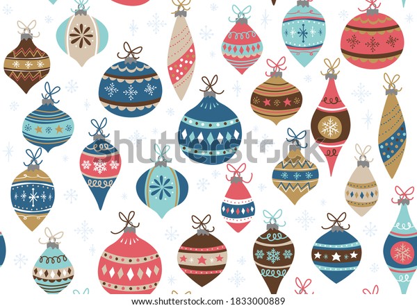 Handwritten Christmas Ornament Pattern Scandinavian Style Stock Vector ...