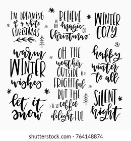 Handwritten Christmas wishes for amazing holiday greeting cards. Hand drawn lettering. Winter and New Year card design elements.ntPriHandwritten Christmas wishes for amazing holiday greeting cards.