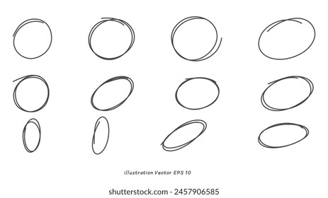 Handwritten circle symbol ,hand drawn elements , flat Modern design isolated on white background ,Vector illustration EPS 10