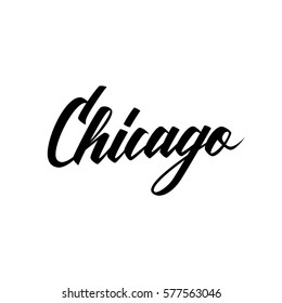 Handwritten city name Chicago. Calligraphic element for your design. Vector illustration.