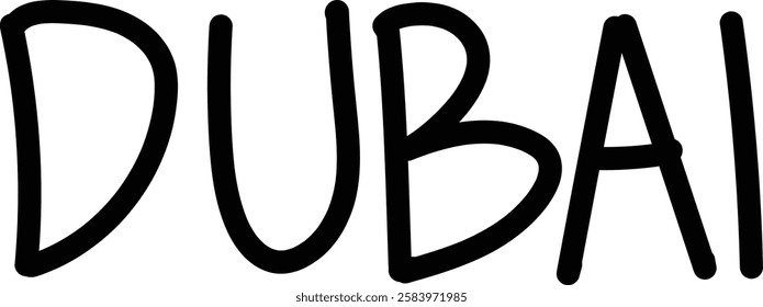 Handwritten City Name Dubai Typography