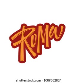 Handwritten city name. Hand-lettering calligraphy. Roma. Handmade vector Lettering.