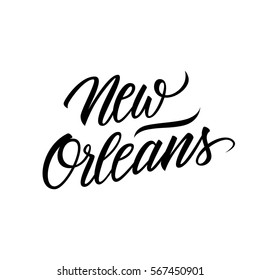 Handwritten city name New Orleans. Calligraphic element for your design. Vector illustration.