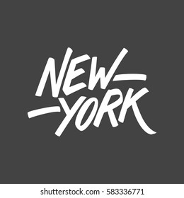 Handwritten city name New York. Calligraphic element for your design. Vector illustration.	
