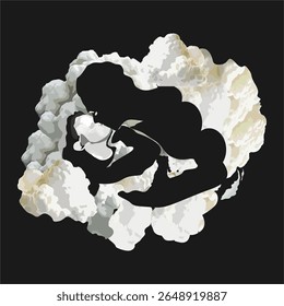 handwritten cloud design with kissing person shape.most expensive design of all time.vector illustration